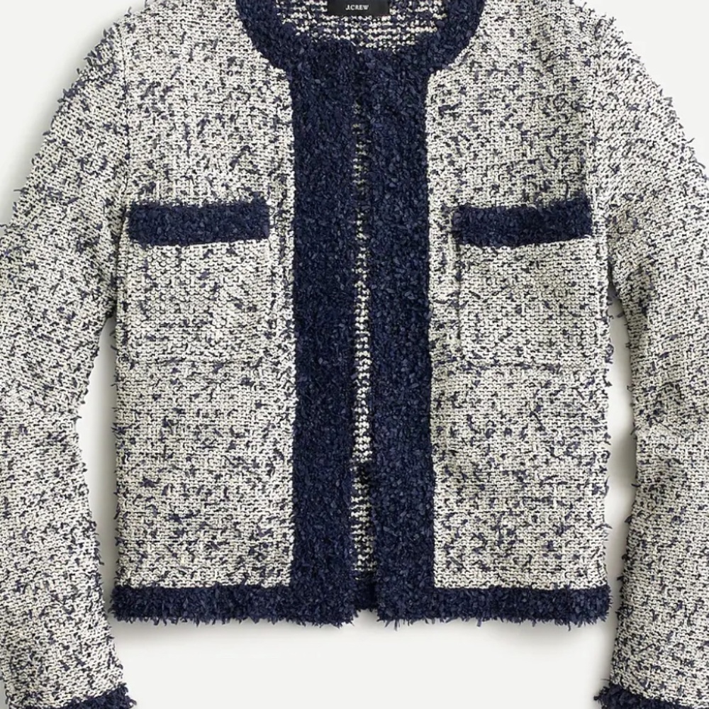 JCrew Open-front cropped jacket in contrast tweed NWT, size M
